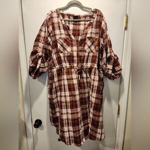 Torrid Red and White Plaid Midi Dress